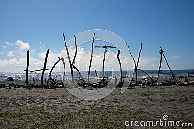 Hokitika NZ sign on beach Stock Photo