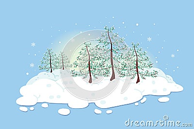 Hokkaido in winter Vector Illustration