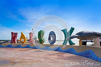 Holbox island word sign spell in Quintana Roo Editorial Stock Photo