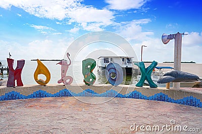 Holbox island word sign spell in Quintana Roo Editorial Stock Photo