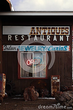 Holbrook, Arizona - January 5th, 2022: Old store close to petrified forest Editorial Stock Photo