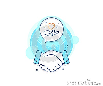 Hold heart line icon. Friends love sign. Friendship hand. Vector Vector Illustration