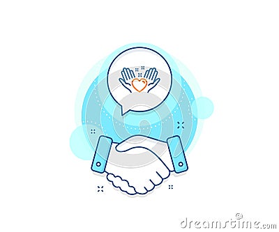 Hold heart line icon. Friends love sign. Friendship hand. Vector Vector Illustration