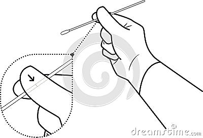3-Hold the swab in your hand line Vector Illustration