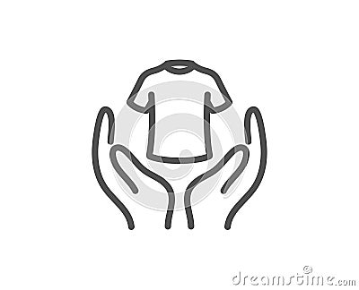 Hold t-shirt line icon. Laundry shirt sign. Clothing cleaner. Vector Vector Illustration