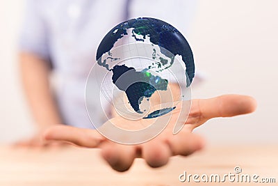 A Holding Business World connection digital Stock Photo