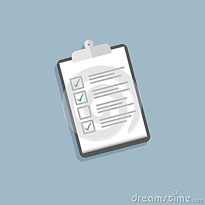 Holding clipboard checklist. Flat style Vector Illustration