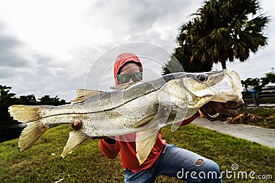 Holding A Freshwater Snook Editorial Stock Photo