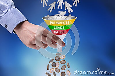 Holding Funnel Converting Prospects Into Profits Stock Photo