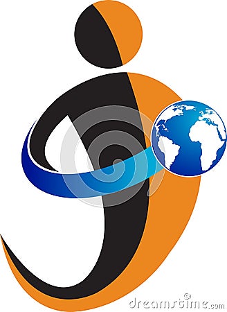 Holding globe logo Vector Illustration