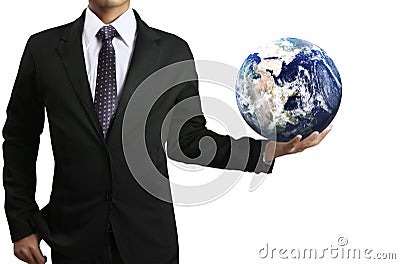 Holding a glowing earth (NASA) globe Stock Photo