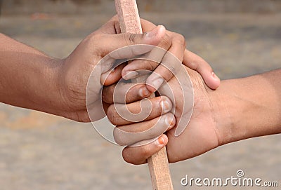 HOLDING HANDS OF PROTEST Stock Photo