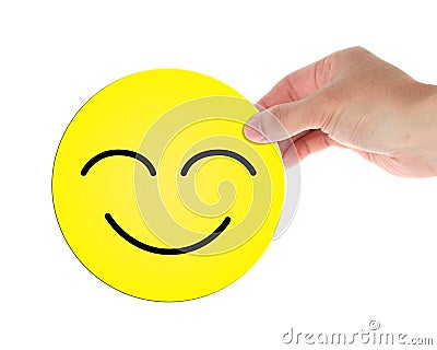 Holding Happy Smiley Face Stock Photo