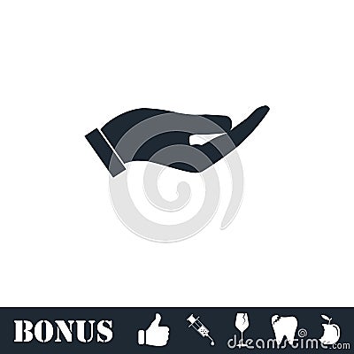 Holding palm icon flat Vector Illustration