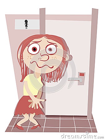 Holding pee too long. Vector Illustration