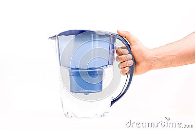 Holding Purifying Water Jug Stock Photo