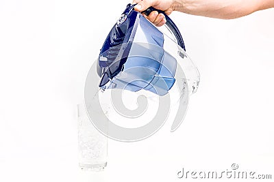 Holding Purifying Water Jug Stock Photo