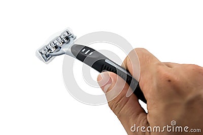 Holding shaving razor Stock Photo