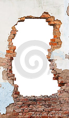 Hole brick wall Stock Photo