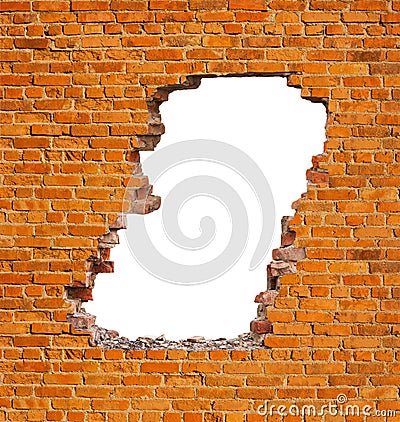 Hole brick wall Stock Photo