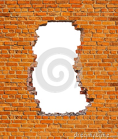 Hole brick wall Stock Photo