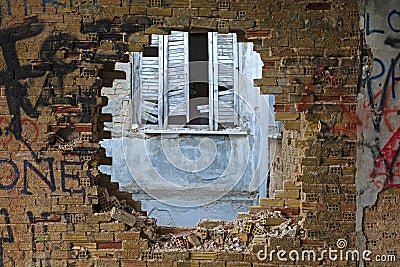 Hole in a brick wall Stock Photo