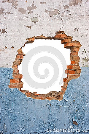 Hole brick wall Stock Photo