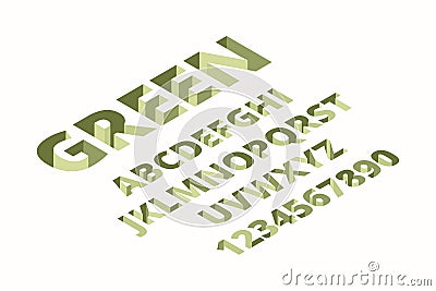 Hole font. Alphabet isometric techno trendy bricks signs 3d letters vector font Vector Illustration