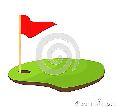 Hole golf with red flag stock vector illustration design Vector Illustration