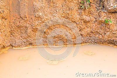 Hole in ground which has water with copy space add text Stock Photo