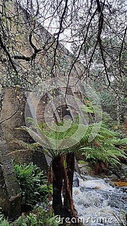 Hole in the Mount Paris Dam Wall to Allow the Cascade River to Flow. Stock Photo