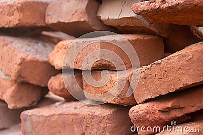 Bricks of the old collapsed wall Stock Photo