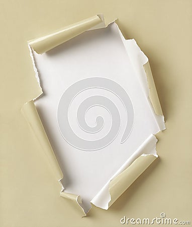 Hole ripped paper. Warm color Stock Photo