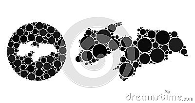 Hole and Usual Collage Paraiba State Map of Round Dots Vector Illustration