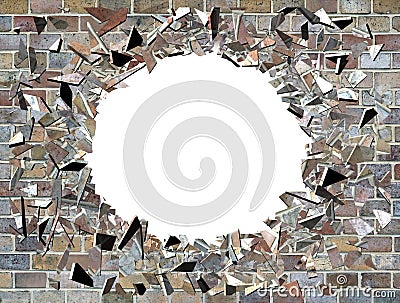 Hole in the wall - exploding wall Stock Photo