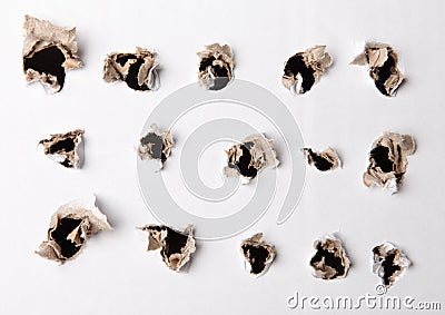 Hole in white paper Stock Photo