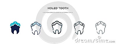 Holed tooth icon in different style vector illustration. two colored and black holed tooth vector icons designed in filled, Vector Illustration