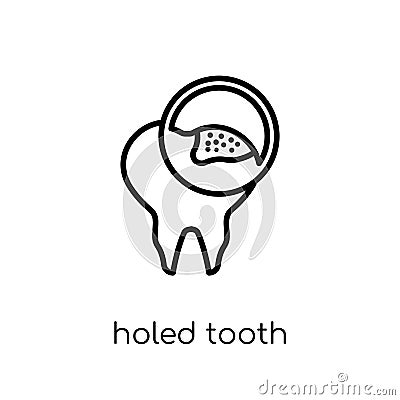 Holed Tooth icon. Trendy modern flat linear vector Holed Tooth i Vector Illustration