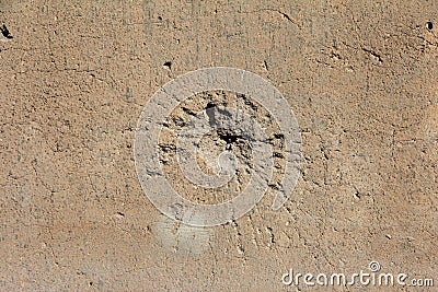 Holes on the wall from shells, bullets Stock Photo