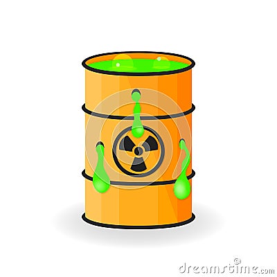 Holey barrel with mucus. Radioactive green slime Vector Illustration