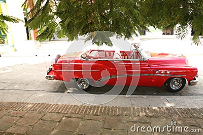 Holguin, Cuba, 11.24.2018 retro car Buick red 1950s release Editorial Stock Photo