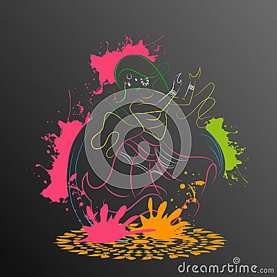 Holi Abstract Cartoon Illustration