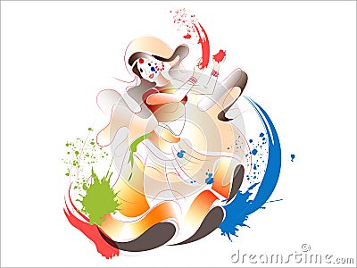 Holi Abstract Cartoon Illustration