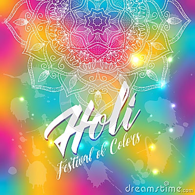 Holi banner card invitation for colors festival Vector Illustration