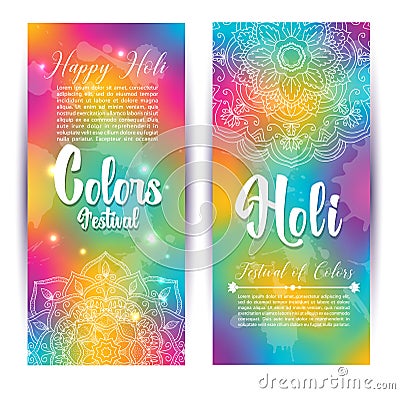 Holi banner card invitation for colors festival Vector Illustration