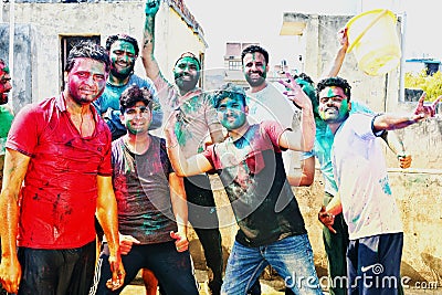Holi celebration in india,festival of colours, Editorial Stock Photo