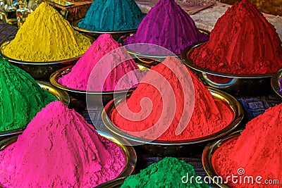 Holi colored powders Stock Photo