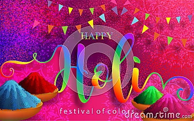 Holi festival Colorful gulaal powder color Vector Illustration