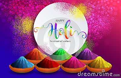 Holi festival Colorful gulaal powder color Vector Illustration