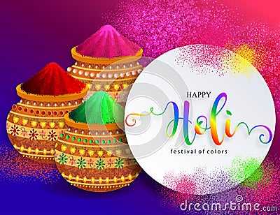 Holi festival Colorful gulaal powder color Vector Illustration